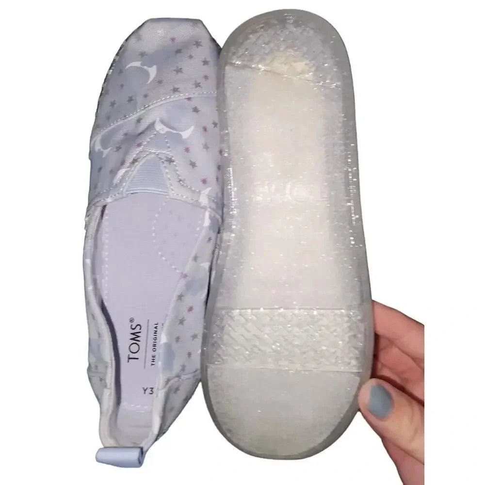 Toms Girls' Alpargata Classic Starry Sky Slip on Arctic Ice Foil Canvas Shoes